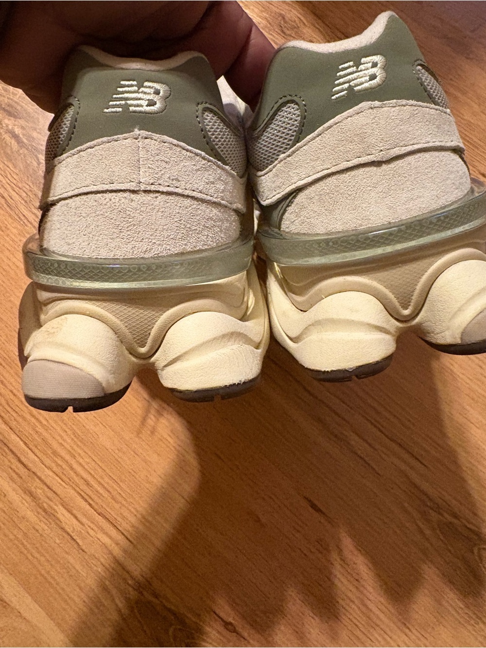 New Balance Sage Green & Light Gray Mesh New Balance Men's 9060 Running Shoes, - Picture 6 of 11